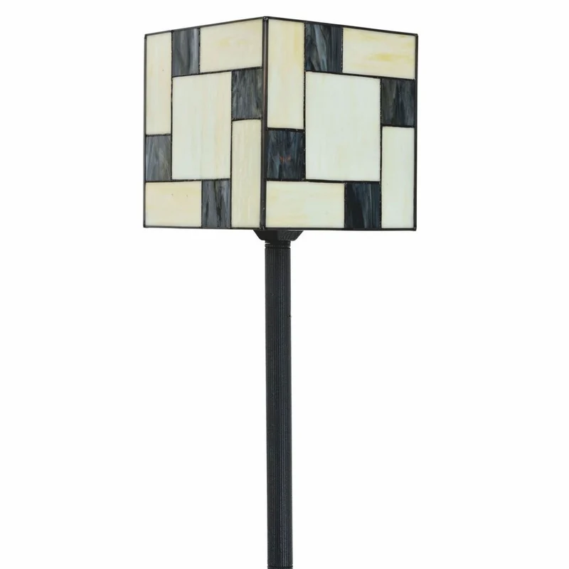 Casa Padrino Art Deco Tiffany Stehleuchte Creme / Schwarz H. 164 cm - Tiffany Leuchten