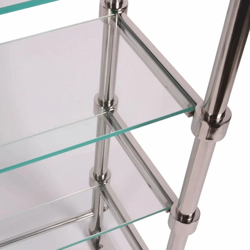 Casa Padrino Luxus Metall Regalschrank mit Glasregalen Silber H. 130 cm - Metall Möbel
