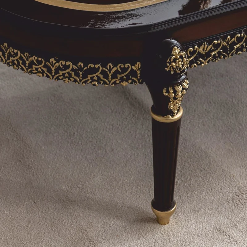 Casa Padrino Luxus Barock Couchtisch Dunkelbraun / Gold 138 cm - Barock Möbel