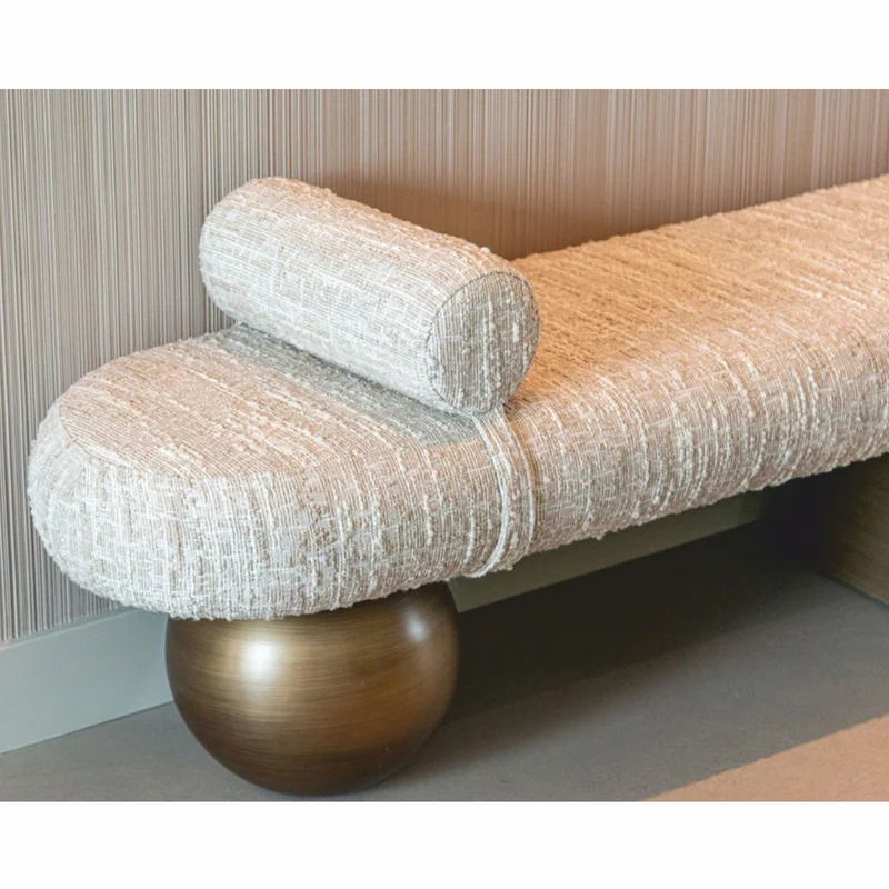 Casa Padrino Luxus Sitzbank Beige / Braun 148 cm - Luxus Hotel Möbel