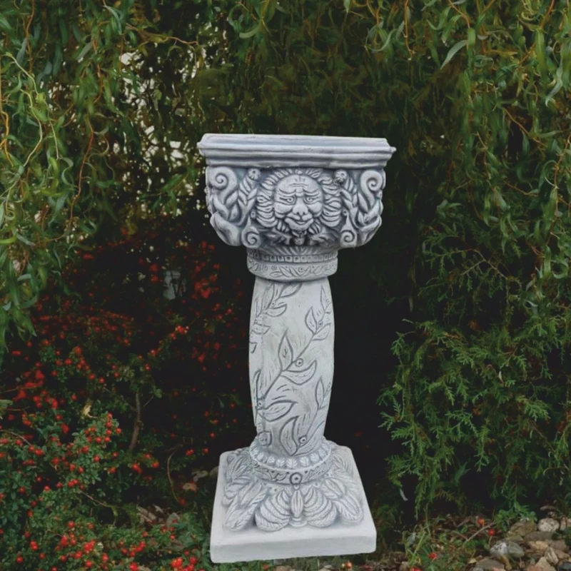 Casa Padrino Barock Garten Deko Säule Grau H. 85 cm - Barockstil Garten Deko