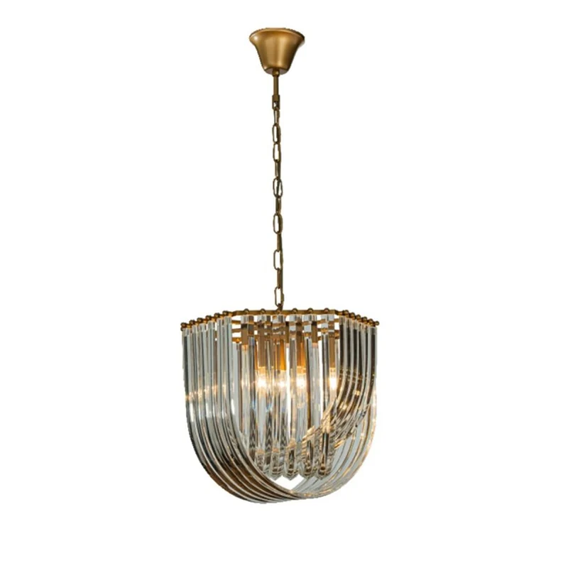 Casa Padrino Luxus Kronleuchter Gold Ø 41 x H. 40 cm - Kristall Lüster mit gebogenen Glasstäben