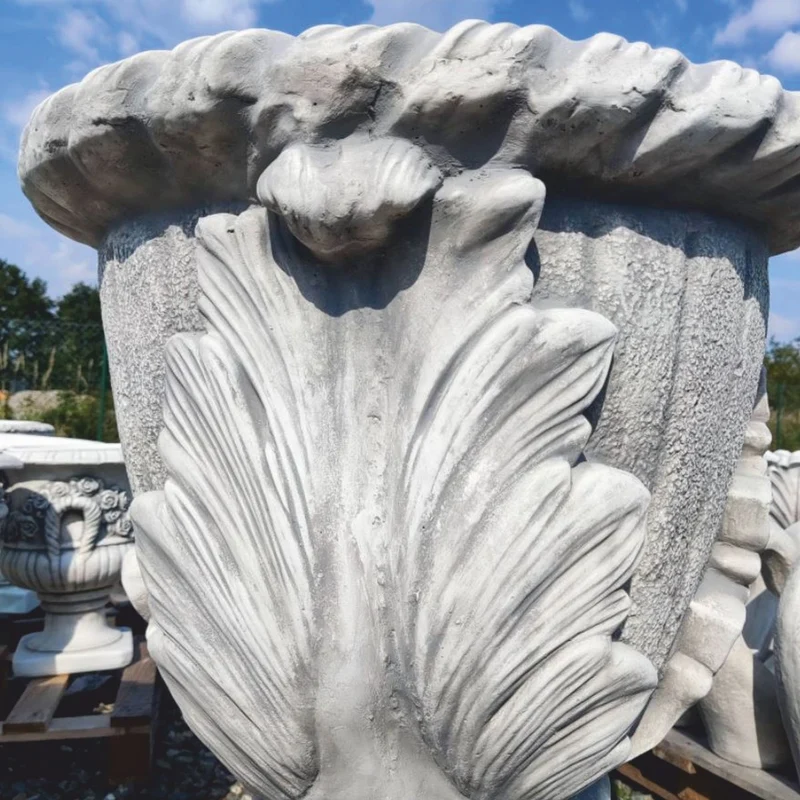 Casa Padrino Barock Blumentopf Grau H. 74 cm - Barockstil Garten Deko Pflanzentopf