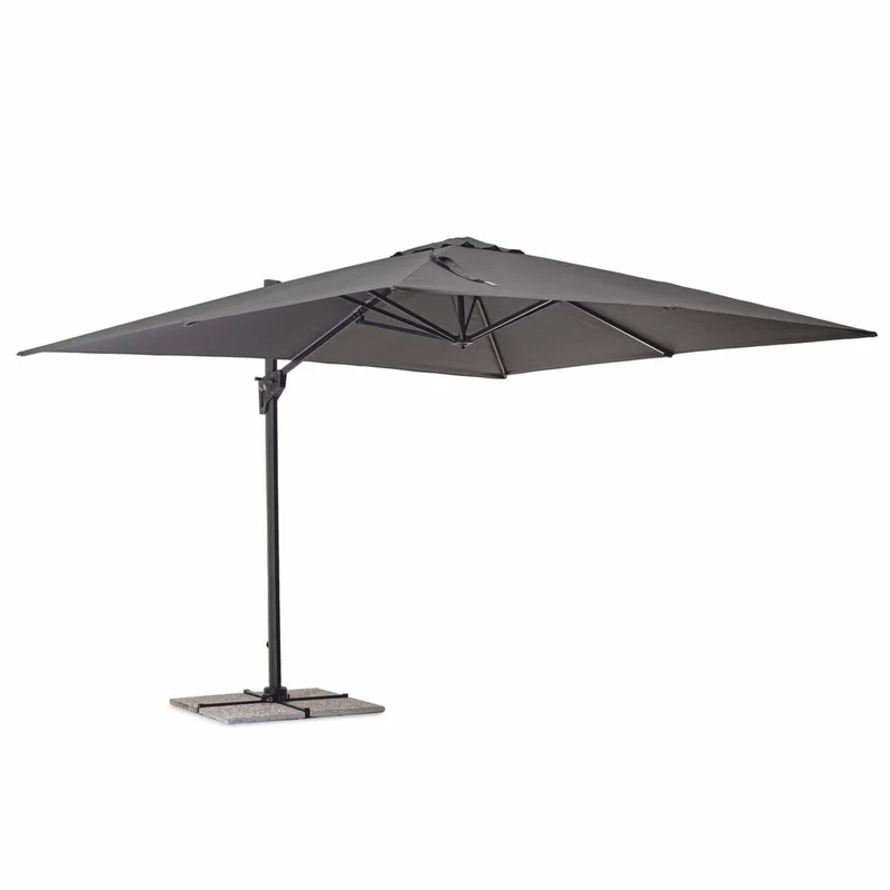 Casa Padrino Luxus Ampelschirm mit Ständer Anthrazit / Grau 400 x 300 x H. 250 cm