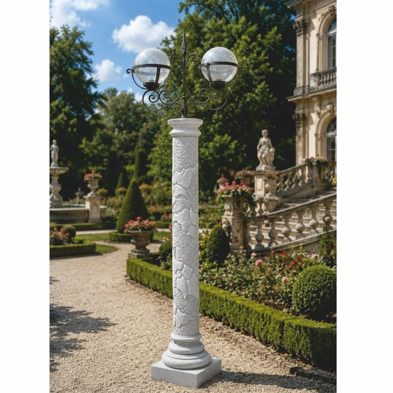 Casa Padrino Barock Gartenlaterne Grau / Schwarz H. 230 cm - Prunkvolle Barock Außenstehleuchte - Barock Außenbeleuchtung - Made in Italy