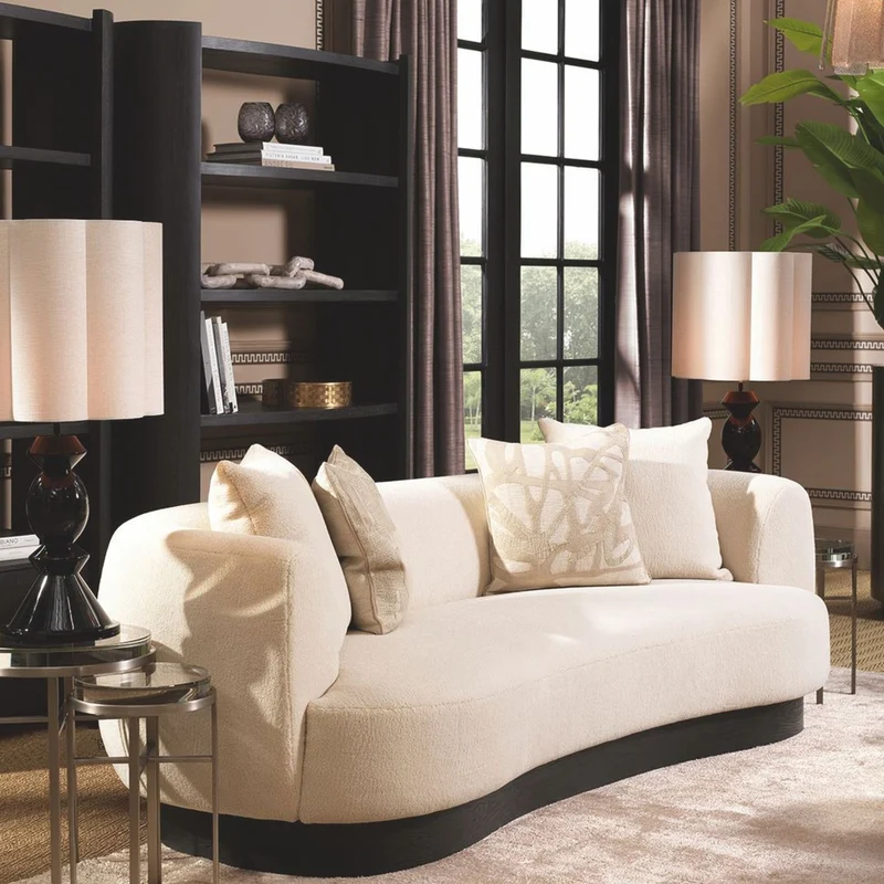 Casa Padrino Luxus Sofa Creme / Schwarz 250 cm - Wohnzimmer & Hotel Möbel