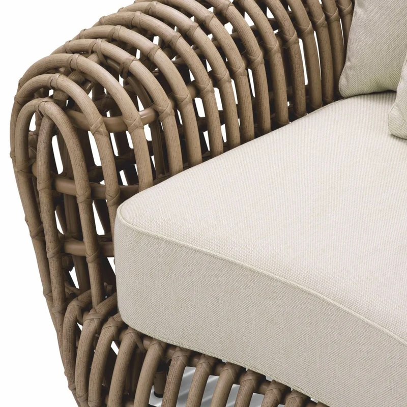 Casa Padrino Luxus Garten Sessel Braun / Sandfarben 120,5 cm - Garten & Hotel Möbel