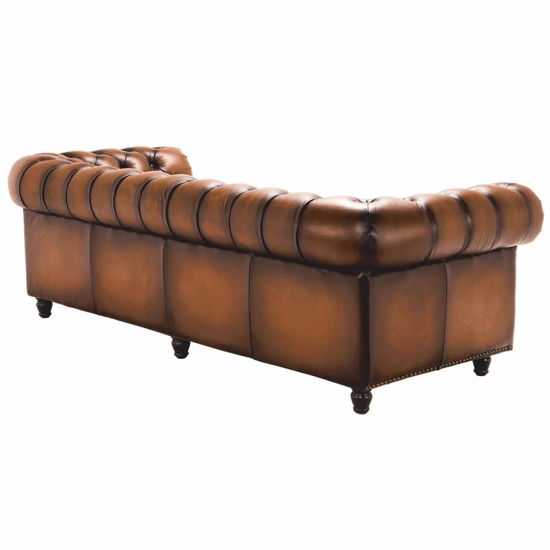 Casa Padrino Luxus Chesterfield Echtleder Sofa Vintage Braun / Dunkelbraun 240 cm