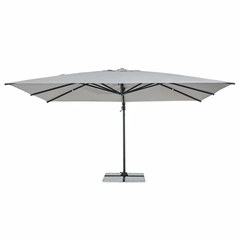 Casa Padrino Luxus Ampelschirm mit Ständer Anthrazit / Hellgrau 400 x 300 x H. 259 cm