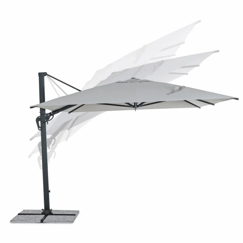 Casa Padrino Luxus Ampelschirm mit Ständer Anthrazit / Hellgrau 400 x 300 x H. 259 cm