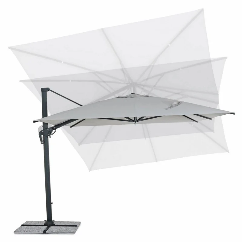 Casa Padrino Luxus Ampelschirm mit Ständer Anthrazit / Hellgrau 400 x 300 x H. 259 cm
