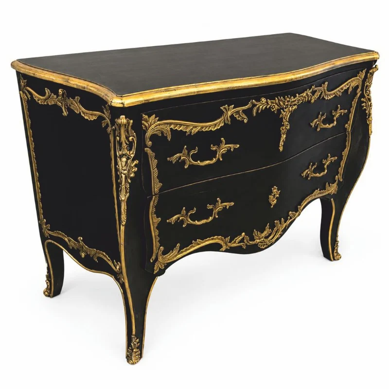 Casa Padrino Barock Kommode mit 2 Schubladen Schwarz / Gold 120 cm - Prunkvolle Barock Möbel - Barockstil Möbel