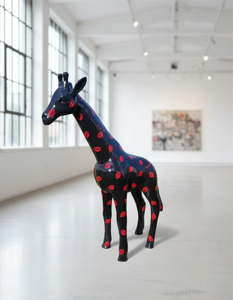 Casa Padrino Luxus Deko Skulptur Giraffe H. 50 cm - Deko Skulptur - Deko Figur - Tierfigur - Gartendeko