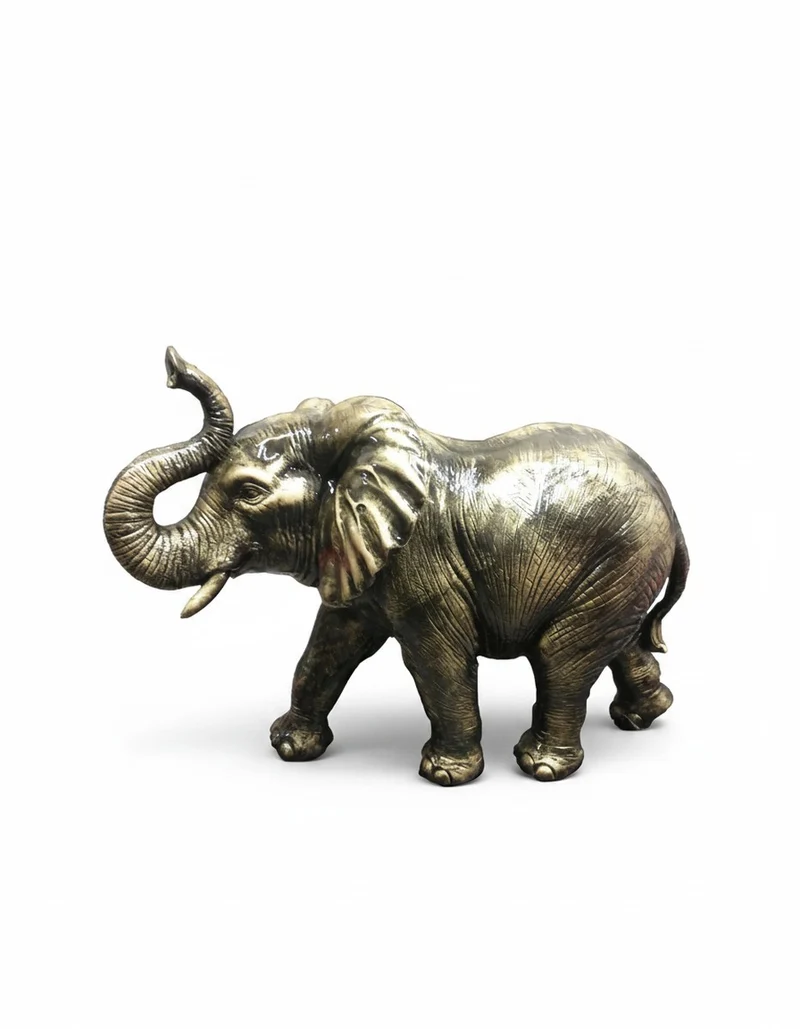 Casa Padrino Luxus Deko Skulptur Elefant Gold Patinierter H. 47 cm - Deko Skulptur - Deko Figur - Tierfigur - Gartendeko