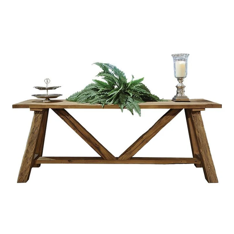 Casa Padrino Landhausstil Massivholz Konsole Braun 200 x 50 x H. 78 cm - Konsolentisch aus recycelter Eiche