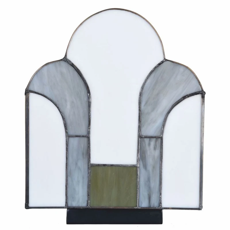 Casa Padrino Art Deco Tiffany Tischleuchte Weiß / Blau-Grau / Grün / Schwarz H. 28,5 cm