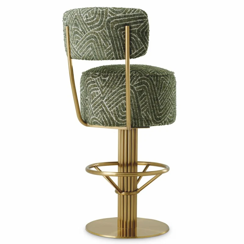 Casa Padrino Luxus Edelstahl Barstuhl Grün / Messing H. 104 cm - Luxus Bar Möbel