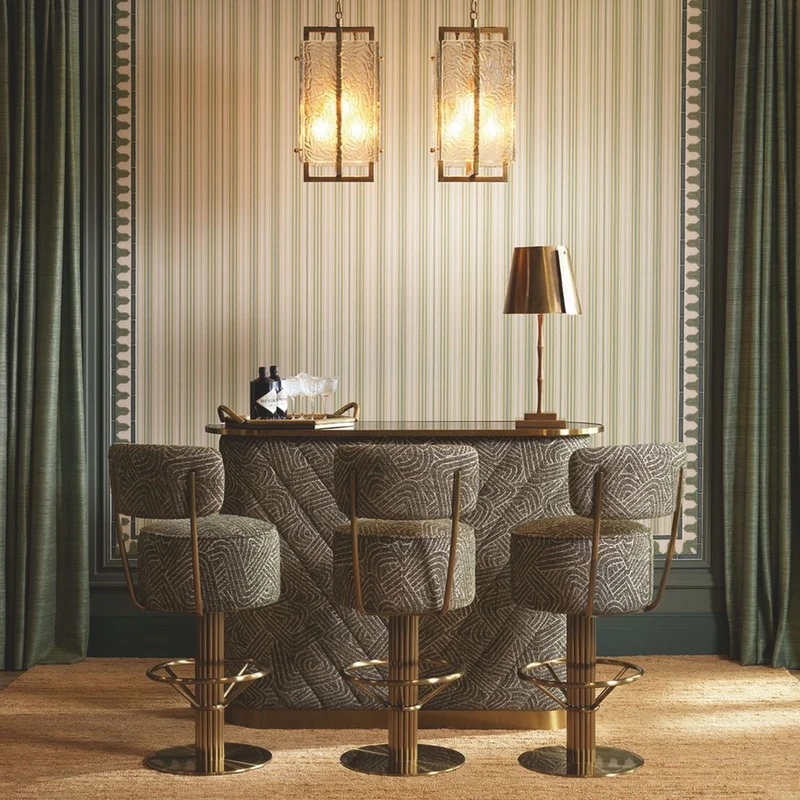 Casa Padrino Luxus Edelstahl Barstuhl Grün / Messing H. 104 cm - Luxus Bar Möbel