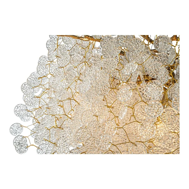 Casa Padrino Luxus Kronleuchter Gold Ø 40 x H. 30 cm - Kristall Lüster mit Zweigen und Glasblättern