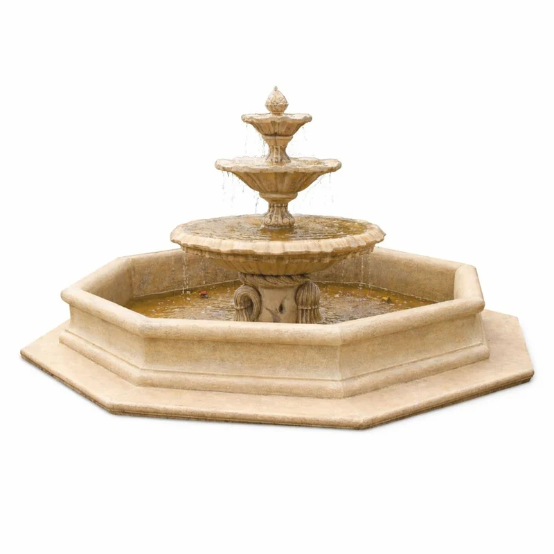 Casa Padrino Barock Springbrunnen Beige Ø 350 x H. 180 cm - Barockstil Garten Deko