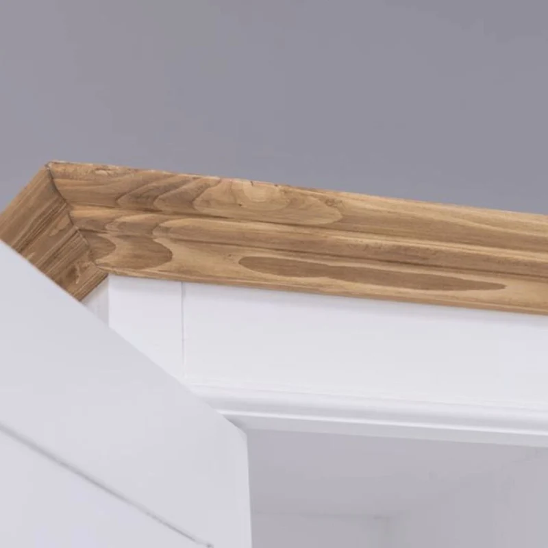 Casa Padrino Landhausstil Kleiderschrank Weiß / Naturfarben 121 x H. 197 cm - Schlafzimmer Möbel