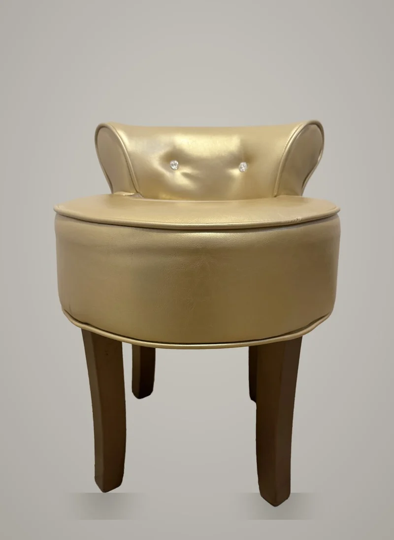 Casa Padrino Sitzhocker mit Rückenlehne Gold 50 x H. 62 cm - Gepolsterter Hocker mit Kristallknöpfen