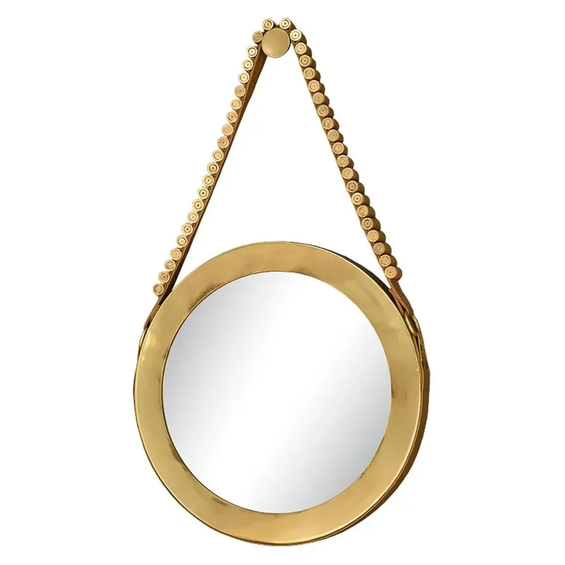Casa Padrino Luxus Wandspiegel Gold Ø 40 cm - Runder Spiegel an Messingband