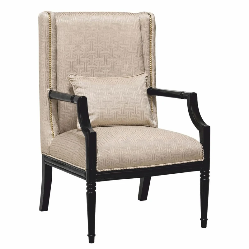 Casa Padrino Luxus Barock Wohnzimmer Sessel Beige / Schwarz H. 115 cm - Barock Möbel