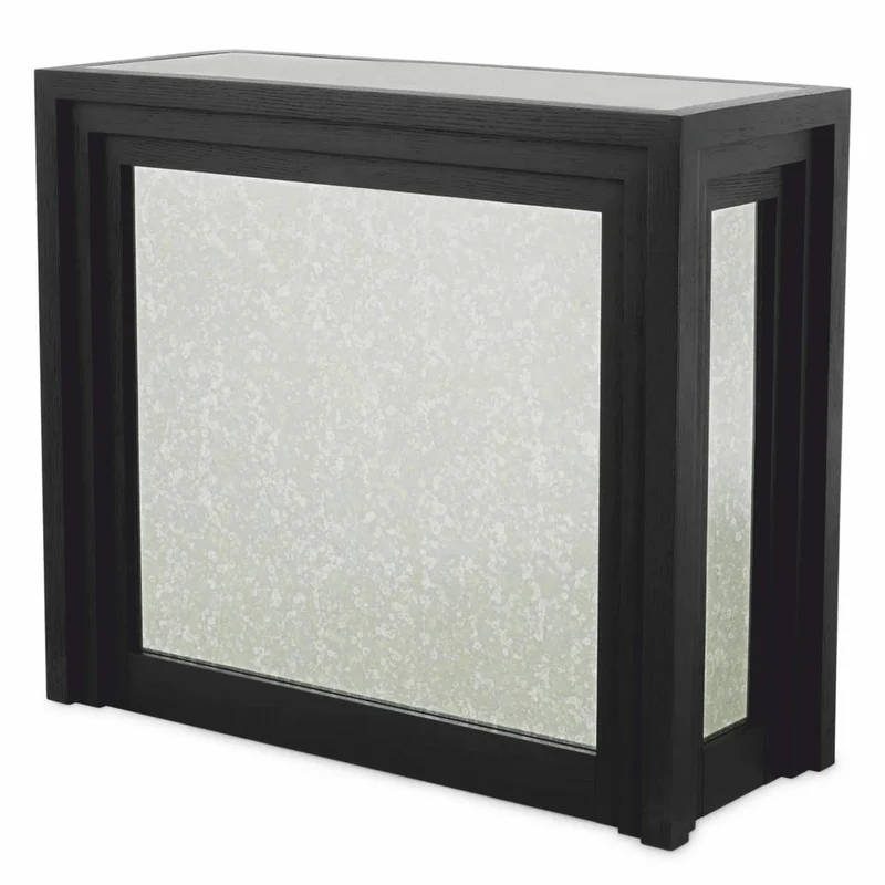 Casa Padrino Luxus Bar Theke mit antikem Spiegelglas Schwarz 120 cm - Bar Möbel