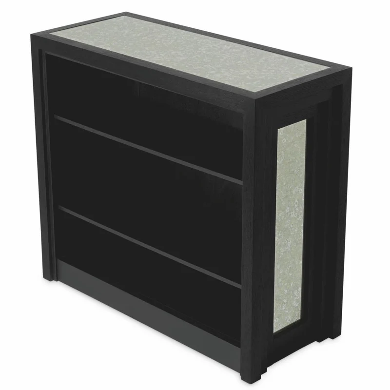 Casa Padrino Luxus Bar Theke mit antikem Spiegelglas Schwarz 120 cm - Bar Möbel