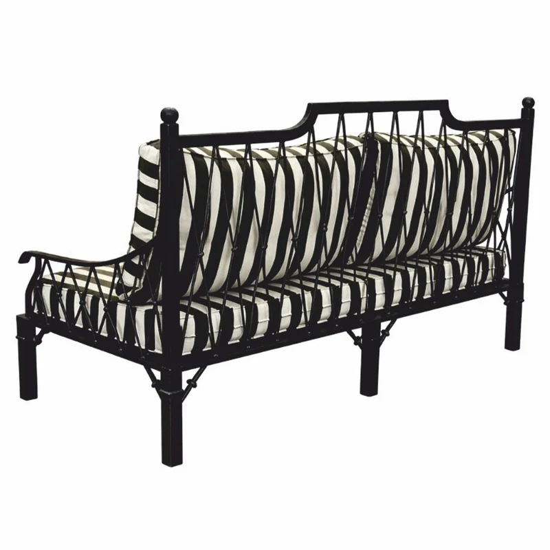 Casa Padrino Luxus Jugendstil Sofa Schwarz / Weiß 190 cm - Hotel & Garten Sofa