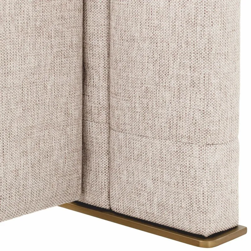 Casa Padrino Luxus Doppelbett Naturfarben / Messing / Schwarzgrau 180 x 210 cm - Schlafzimmer Möbel