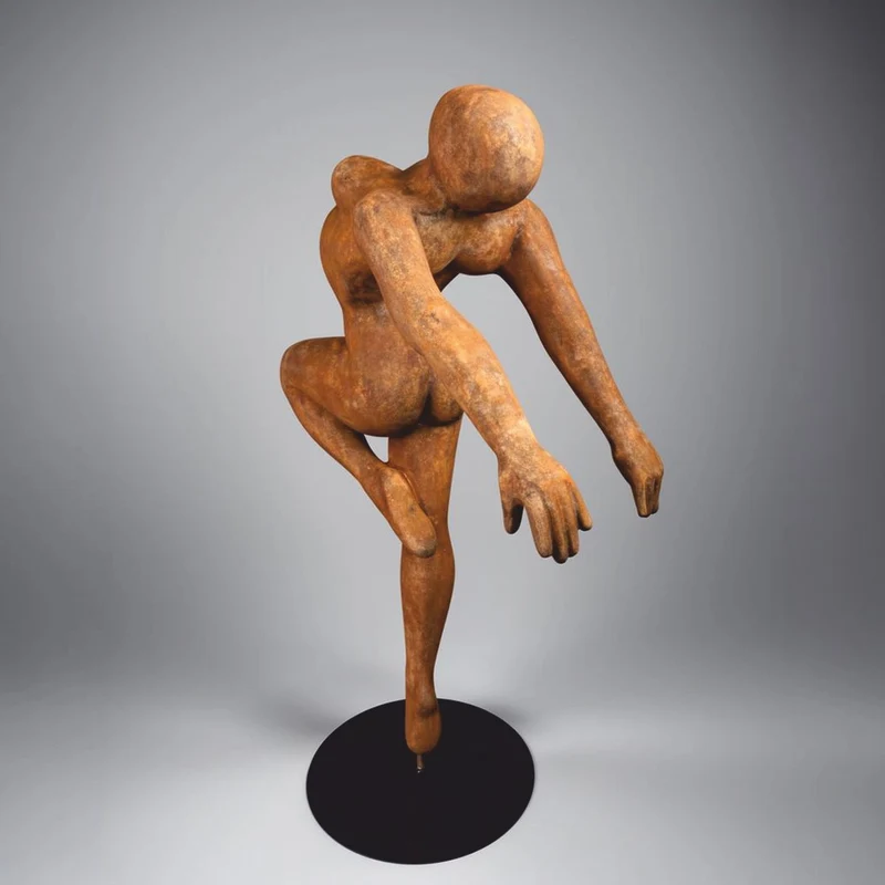 Casa Padrino XXL Deko Skulptur Ballerina Rost / Schwarz H. 165 cm - Lebensgroße Deko Figur - XXL Deko Figur - Wohnzimmer & Garten Deko