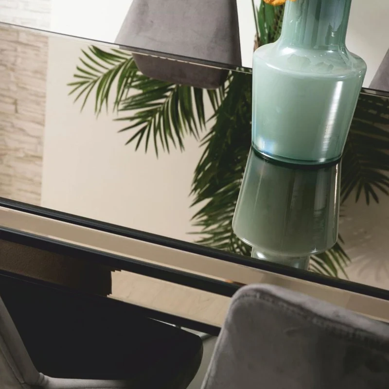 Casa Padrino Luxus Esstisch Schwarz / Silber 208 cm - Luxus Esszimmer Möbel
