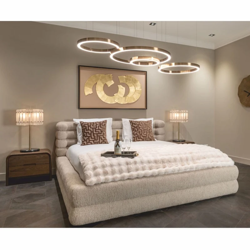 Casa Padrino Luxus Doppelbett Naturfarben 180 x 210 cm - Schlafzimmer Möbel