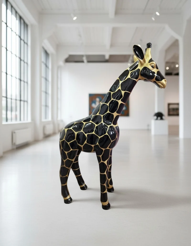 Casa Padrino Luxus Deko Skulptur Giraffe Gold H. 50 cm - Deko Skulptur - Deko Figur - Tierfigur - Gartendeko