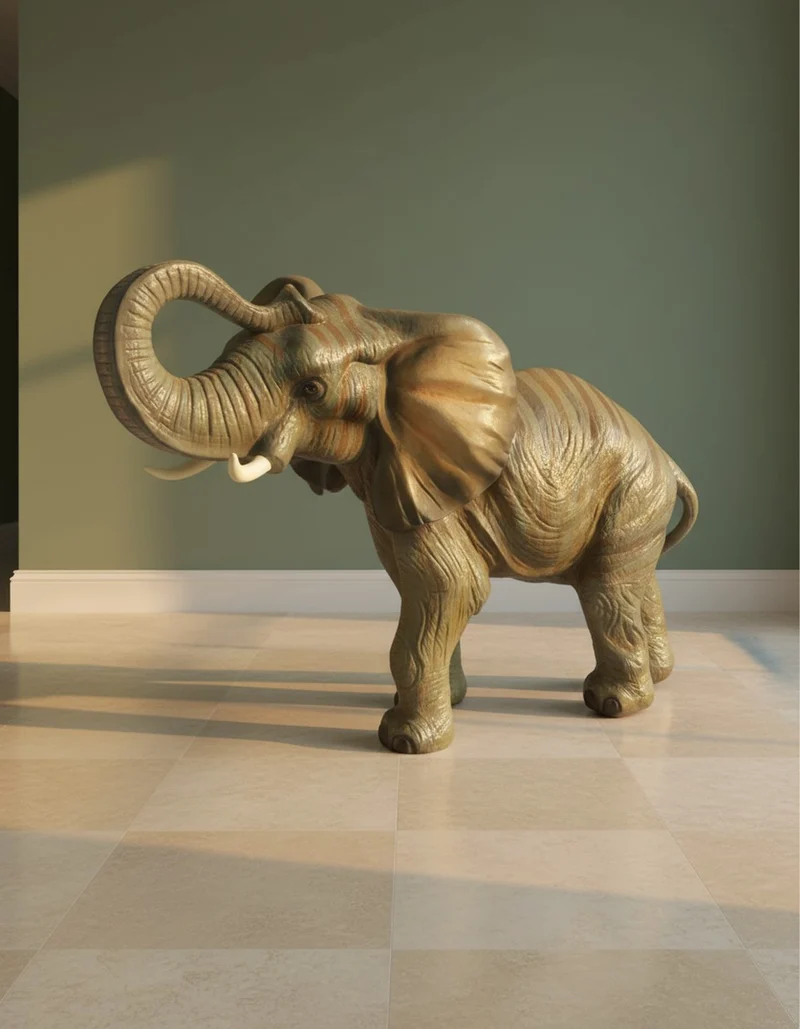 Casa Padrino Luxus Deko Skulptur Elefant Realistisch H. 67 cm - Deko Skulptur - Deko Figur - Tierfigur - Gartendeko
