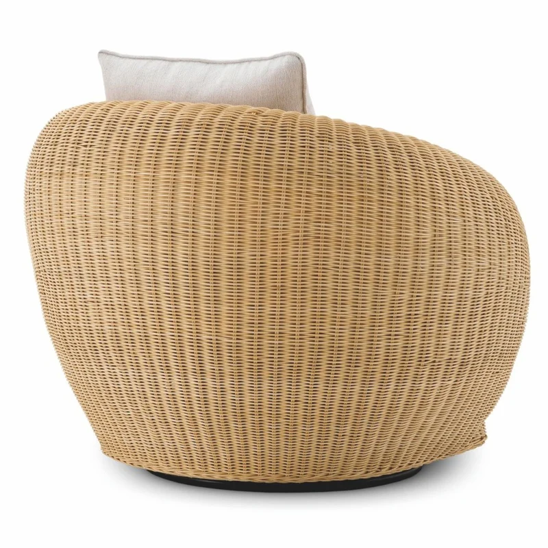 Casa Padrino Luxus Rattan Drehsessel Naturfarben / Creme 100 cm - Wohnzimmer & Hotel Möbel - Rattan Möbel - Luxus Möbel