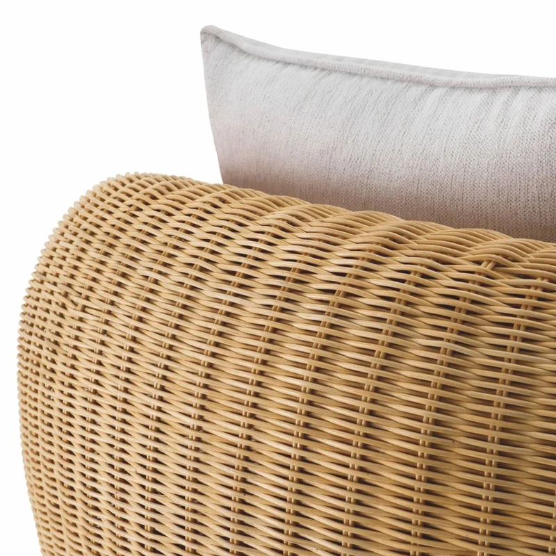 Casa Padrino Luxus Rattan Drehsessel Naturfarben / Creme 100 cm - Wohnzimmer & Hotel Möbel - Rattan Möbel - Luxus Möbel