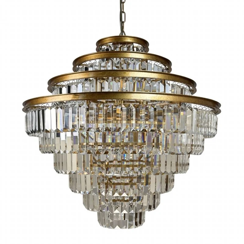 Casa Padrino Luxus Kronleuchter Gold Ø 70 x H. 75 cm - Siebenstufiger Kristall Lüster