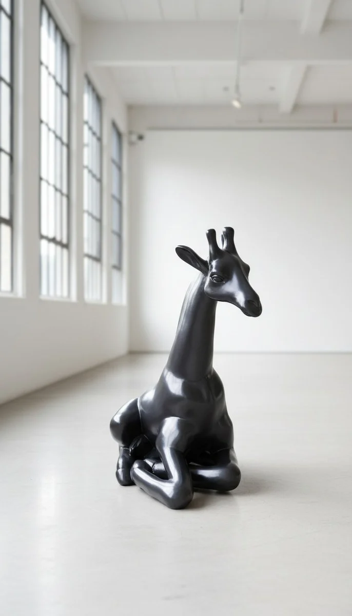 Casa Padrino Luxus Deko Skulptur Giraffe Sitzend H. 80 cm - Deko Skulptur - Deko Figur - Tierfigur - Gartendeko