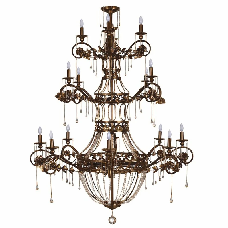 Casa Padrino Luxus Barock Schmiedeeisen Kristall Kronleuchter Braun Ø 146 x H. 190 cm