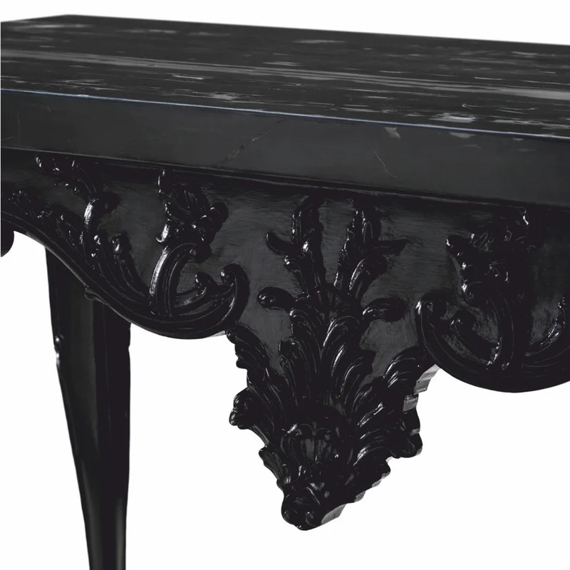 Casa Padrino Luxus Barock Mahagoni Konsole mit Marmorplatte Schwarz 128,5 cm