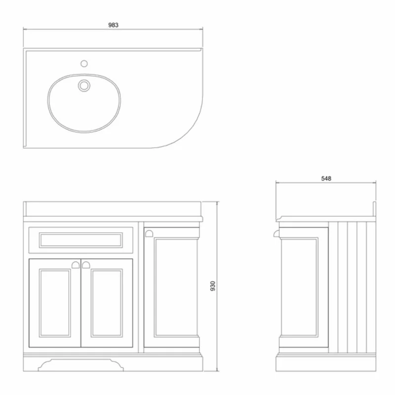 Casa Padrino Landhausstil Waschbeckenschrank mit Waschbecken Weiß / Matt Weiß 98 cm