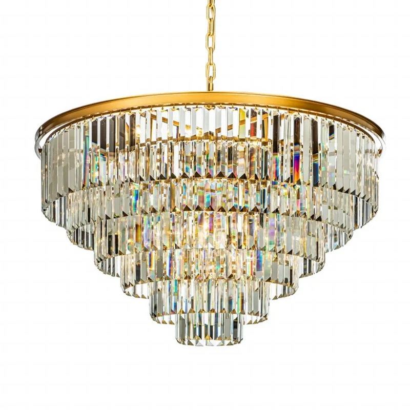 Casa Padrino Luxus Kronleuchter Gold Ø 112 x H. 67 cm - Siebenstufiger Kristall Lüster