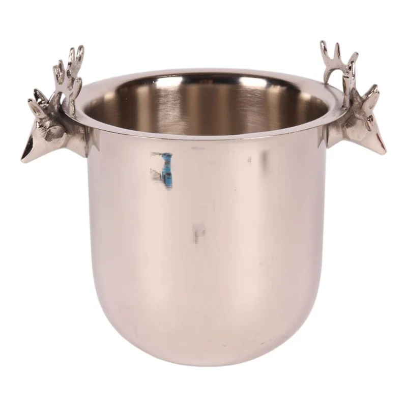 Casa Padrino Weinkühler Silber 24 x 16 x H. 20 cm - Flaschenkühler mit Hirschkopf Griffen