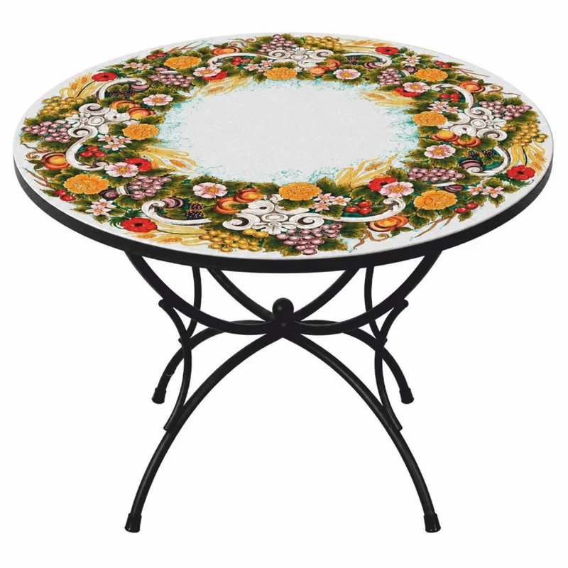 Casa Padrino Luxus Jugendstil Garten Esstisch Weiß / Bunt / Schwarz Ø 120 cm - Gastronomie & Garten Möbel - Made in Italy