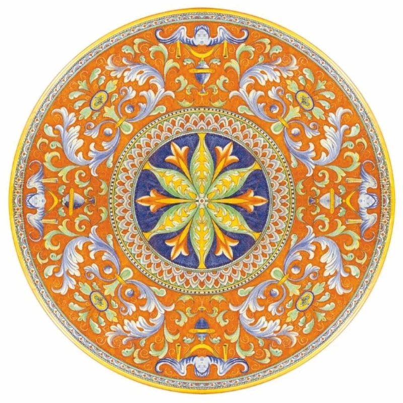 Casa Padrino Luxus Jugendstil Esstisch Orange / Bunt / Schwarz Ø 140 cm - Runder Gartentisch - Gastronomie Möbel - Made in Italy
