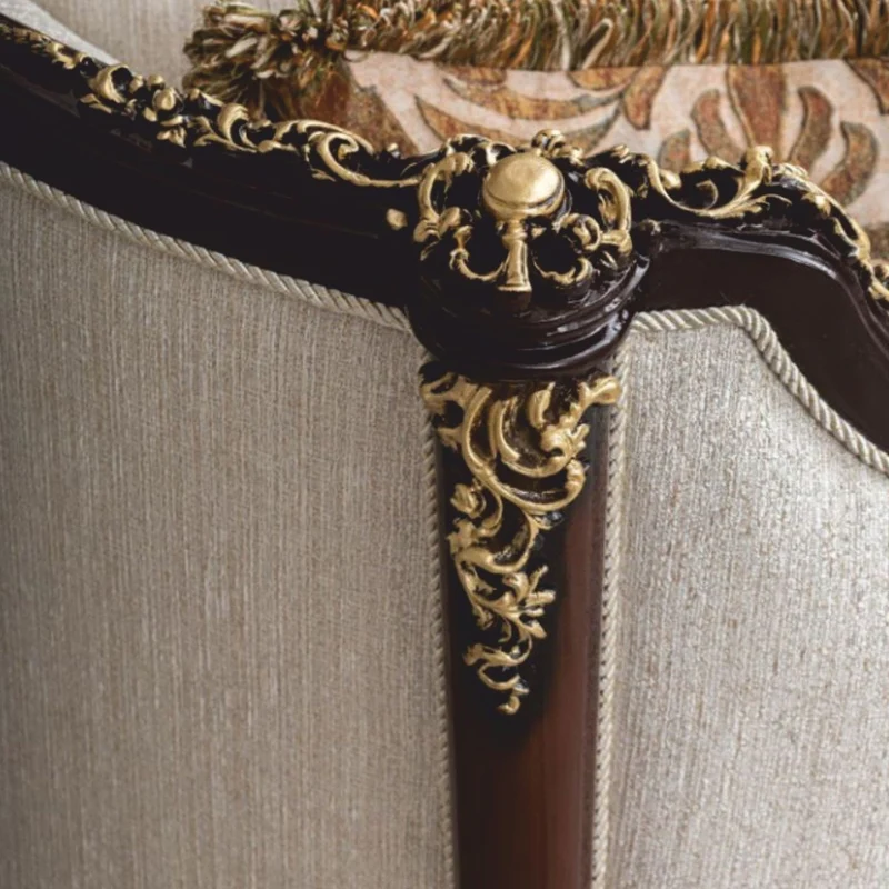Casa Padrino Luxus Barock Wohnzimmer Set Naturfarben / Dunkelbraun / Gold - Barock Möbel