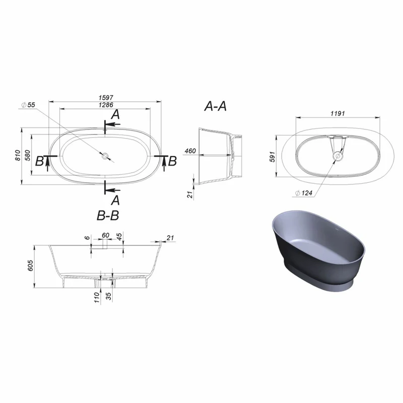 Casa Padrino Freistehende Luxus Art Deco Badewanne Matt Weiß 160 cm